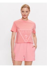 Guess T-Shirt Adele V2YI06 K8HM0 Różowy Regular Fit. Kolor: różowy. Materiał: bawełna