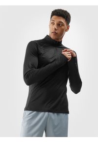 4f - 4F Longsleeve do biegania szybkoschnący męski - czarny L. Typ kołnierza: kołnierzyk stójkowy. Kolor: czarny. Długość: krótkie. Wzór: gładki, jednolity, ze splotem. Materiał: włókno, elastan, dzianina, materiał, syntetyk. Długość rękawa: długi rękaw. Sezon: lato. Styl: klasyczny. Sport: bieganie, fitness
