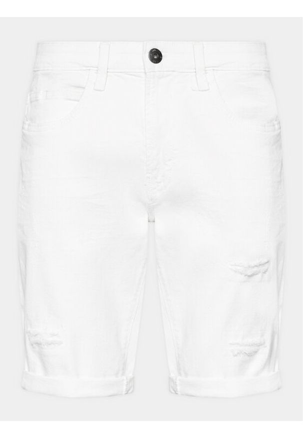 INDICODE Szorty jeansowe Kaden Holes 70-104 Biały Regular Fit. Kolor: biały. Materiał: bawełna