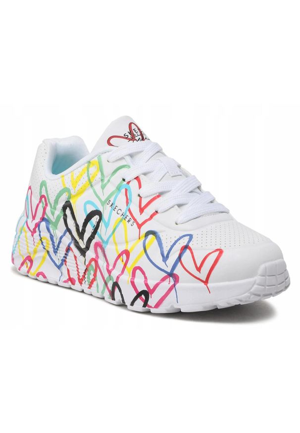 skechers - Buty damskie SKECHERS UNO LITE 314064L-WMLT białe w serca sportowe 36. Okazja: na co dzień. Kolor: biały, wielokolorowy. Model: Skechers Sport. Sport: turystyka piesza