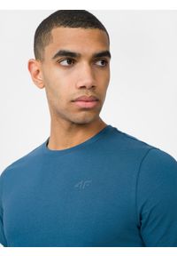 4f - T-shirt regular gładki męski. Kolor: niebieski. Materiał: bawełna. Wzór: gładki #2