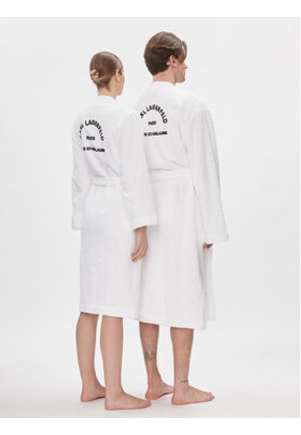 Karl Lagerfeld - KARL LAGERFELD Szlafrok Unisex Logo 225W2190 Biały. Typ kołnierza: dekolt w karo. Kolor: biały. Materiał: bawełna