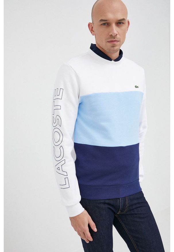 Lacoste Bluza męska wzorzysta. Okazja: na co dzień. Kolor: niebieski. Materiał: dzianina. Styl: casual