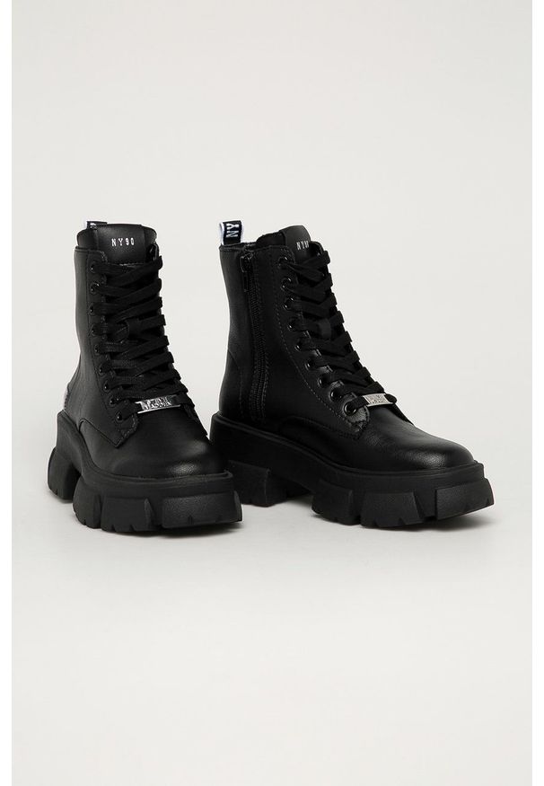 Steve Madden - Workery skórzane Tanker. Nosek buta: okrągły. Kolor: czarny. Materiał: skóra. Obcas: na platformie