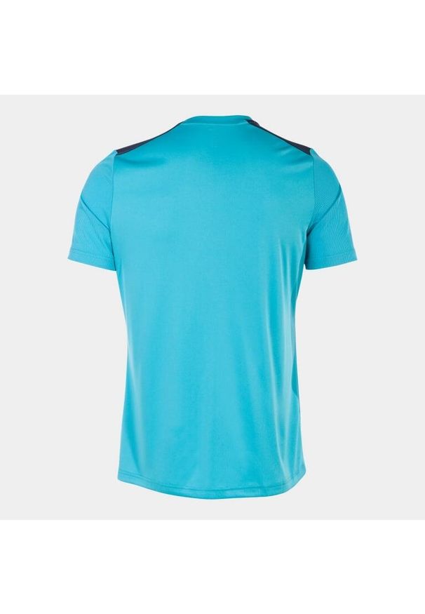 Koszulka męska Joma Championship – lekka, 100% poliester. Kolor: zielony, niebieski, wielokolorowy. Materiał: poliester. Długość rękawa: krótki rękaw. Długość: krótkie. Sport: piłka nożna