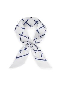 Wittchen - Damska apaszka twilly z jedwabiu biało-granatowa. Okazja: do pracy, na spotkanie biznesowe, na co dzień. Kolor: niebieski, biały, wielokolorowy. Materiał: jedwab. Wzór: aplikacja. Styl: casual, biznesowy #1