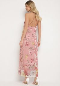 Born2be - Różowa Siateczkowa Sukienka z Wiskozą w Kwiatowy Wzór Izaleira. Okazja: na co dzień, na imprezę. Kolor: różowy. Materiał: wiskoza. Wzór: kwiaty. Sezon: lato. Styl: casual, elegancki #6