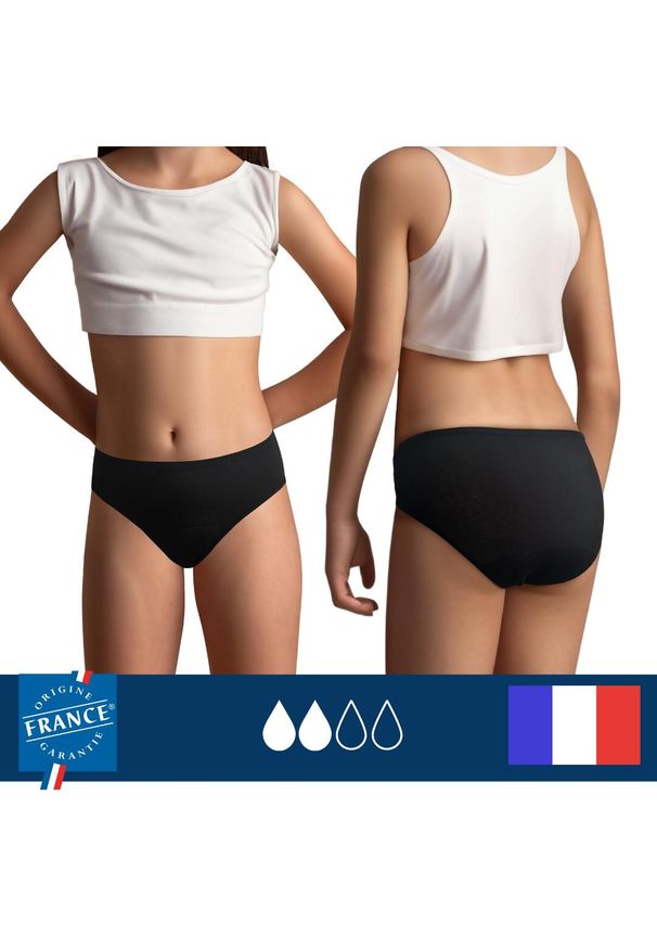 PLIM UNDERWEAR - Majtki Menstruacyjne Nastolatka – średni chłonność. Kolor: czarny