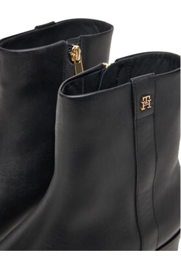 TOMMY HILFIGER - Tommy Hilfiger Botki Th Leather Pointy Zip Bootie FW0FW08980 Czarny. Kolor: czarny. Materiał: skóra