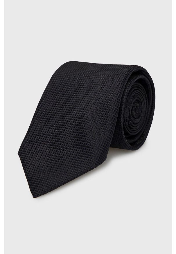 BOSS krawat jedwabny kolor czarny. Kolor: czarny. Materiał: jedwab