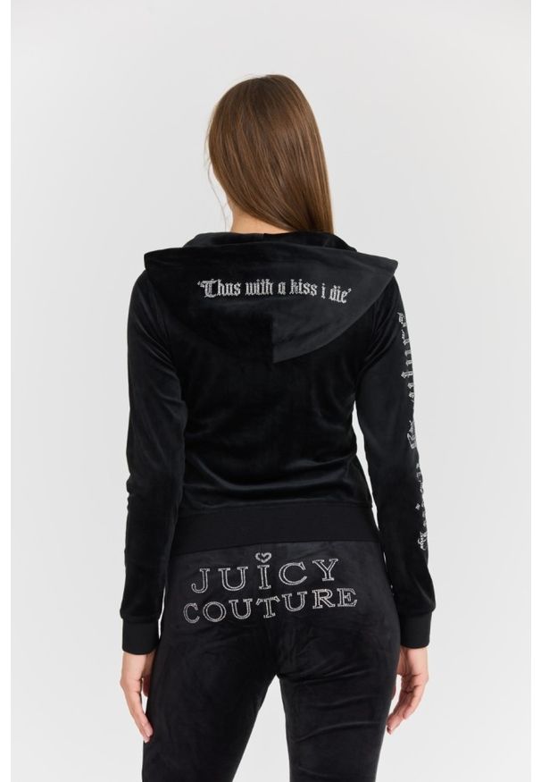 Juicy Couture - JUICY COUTURE Czarna damska bluza Sacred Heart Robertson Hoodie, Rozmiar M. Kolor: czarny. Materiał: elastan, poliester, materiał. Długość rękawa: długi rękaw. Długość: długie. Styl: elegancki