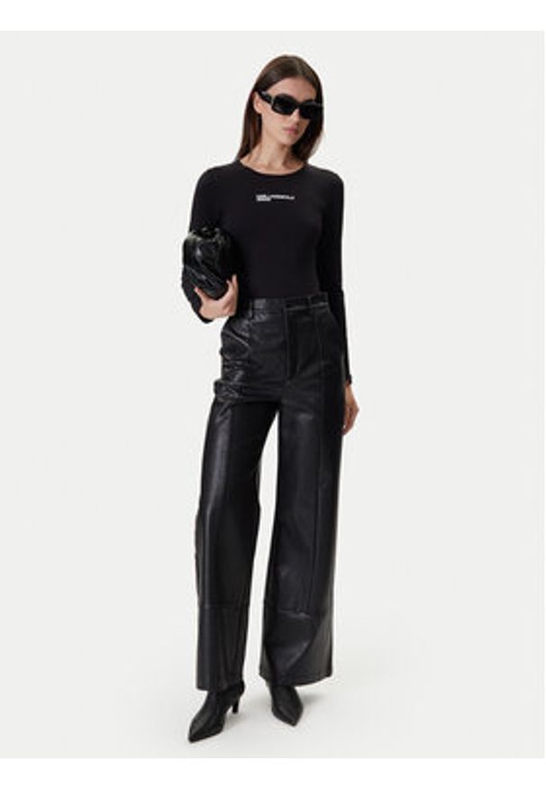 Karl Lagerfeld Jeans Body A4W17017 Czarny Slim Fit. Kolor: czarny. Materiał: bawełna