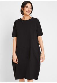 Sukienka bawełniana oversize, rękawy 1/2 bonprix czarny. Kolor: czarny. Materiał: bawełna. Typ sukienki: oversize #4