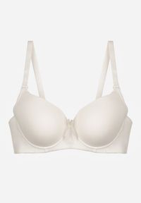 Renee - Jasnobeżowy Biustonosz o Gładkim Wykończeniu z Kokardką Phiphise. Kolor: beżowy. Wzór: gładki #5