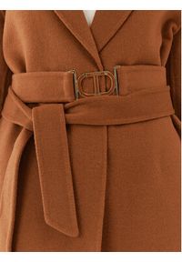 TwinSet - TWINSET Płaszcz wełniany 232TP2013 Brązowy Regular Fit. Kolor: brązowy. Materiał: wełna, syntetyk