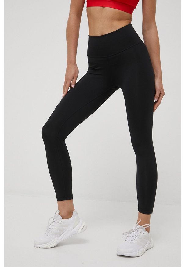 adidas Performance legginsy treningowe Optime damskie kolor czarny gładkie. Kolor: czarny. Materiał: skóra, lycra, materiał, włókno. Wzór: gładki. Styl: sportowy. Sport: fitness