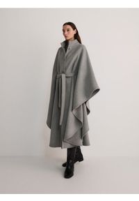 Reserved - Ponczo z domieszką wełny - jasnoszary. Kolor: szary. Materiał: wełna #1