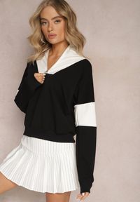 Renee - Czarna Bawełniana Bluza z Suwakiem w Stylu Polo Torellia. Okazja: do domu. Typ kołnierza: polo. Kolor: czarny. Materiał: bawełna. Długość: krótkie #4