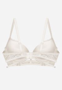 Born2be - Jasnobeżowy Klasyczny Biustonosz Zdobiony Koronką i Aplikacją Metheis. Kolor: beżowy. Materiał: koronka. Wzór: koronka, aplikacja #3