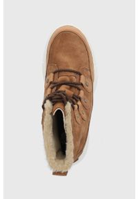 sorel - Sorel śniegowce zamszowe Explorer II Joan kolor brązowy. Nosek buta: okrągły. Zapięcie: sznurówki. Kolor: brązowy. Materiał: zamsz #2