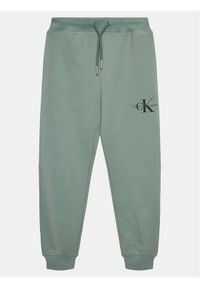 Calvin Klein Jeans Spodnie dresowe Monogram Logo IU0IU00285 D Zielony Regular Fit. Kolor: zielony. Materiał: bawełna #1