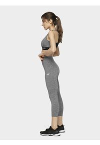 4f - Legginsy treningowe 7/8 ze średnim stanem damskie. Kolor: szary. Materiał: skóra, włókno, dzianina. Sport: fitness #2