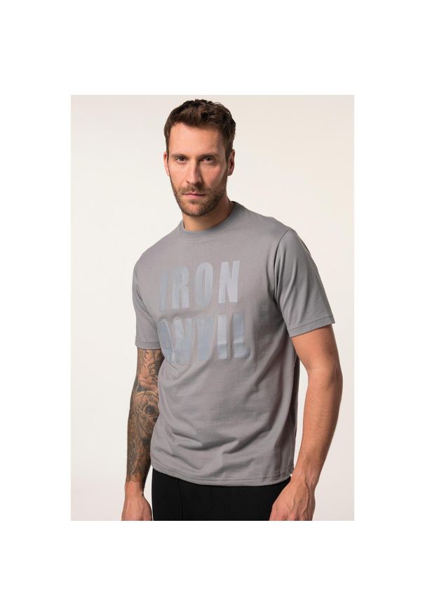 JAY-PI - Męski T-shirt fitness Belly Fit rękaw 1/2 Iron Anvil szybkoschnący. Kolekcja: plus size. Kolor: fioletowy, szary, wielokolorowy. Materiał: materiał, poliester, bawełna. Sport: fitness