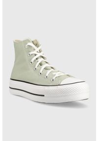 Converse trampki Chuck Taylor All Star Lift HI damskie kolor zielony A03541C. Nosek buta: okrągły. Zapięcie: sznurówki. Kolor: zielony. Szerokość cholewki: normalna. Styl: klasyczny #5
