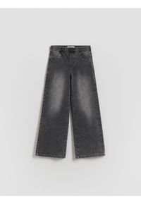 Reserved - Jeansy wide leg z efektem sprania - szary. Kolor: szary