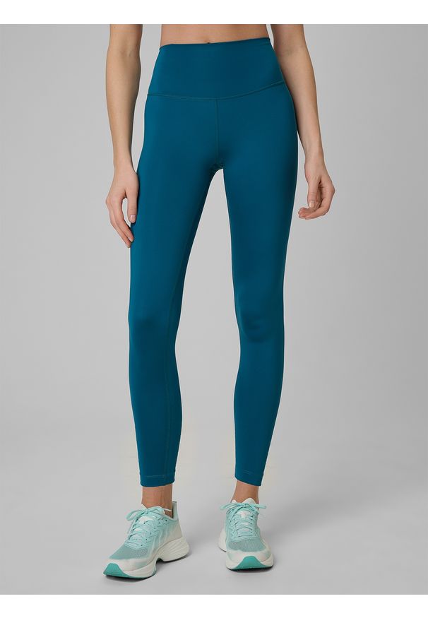 4f - 4F Legginsy treningowe szybkoschnące damskie - turkusowe XL. Kolor: turkusowy. Sport: fitness
