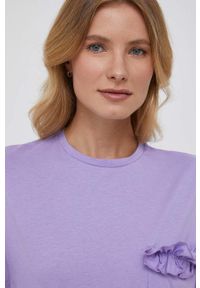 United Colors of Benetton t-shirt bawełniany kolor fioletowy. Kolor: fioletowy. Materiał: bawełna. Styl: klasyczny #3