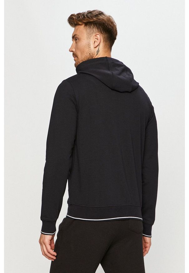 Armani Exchange - Bluza. Okazja: na co dzień. Typ kołnierza: kaptur. Kolor: niebieski. Styl: casual