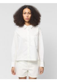 outhorn - Koszula bawełniana damska - biała. Kolor: biały. Materiał: bawełna. Długość rękawa: długi rękaw. Długość: długie #2