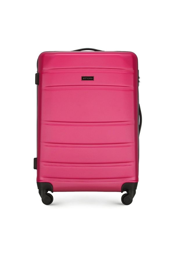 Wittchen - Średnia walizka z ABS-u żłobiona różowa. Kolor: różowy. Materiał: guma. Styl: klasyczny