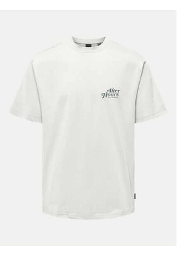 Only & Sons T-Shirt Bowen 22032071 Biały Relaxed Fit. Kolor: biały. Materiał: bawełna