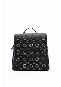 Desigual plecak damski kolor czarny mały wzorzysty. Kolor: czarny #1