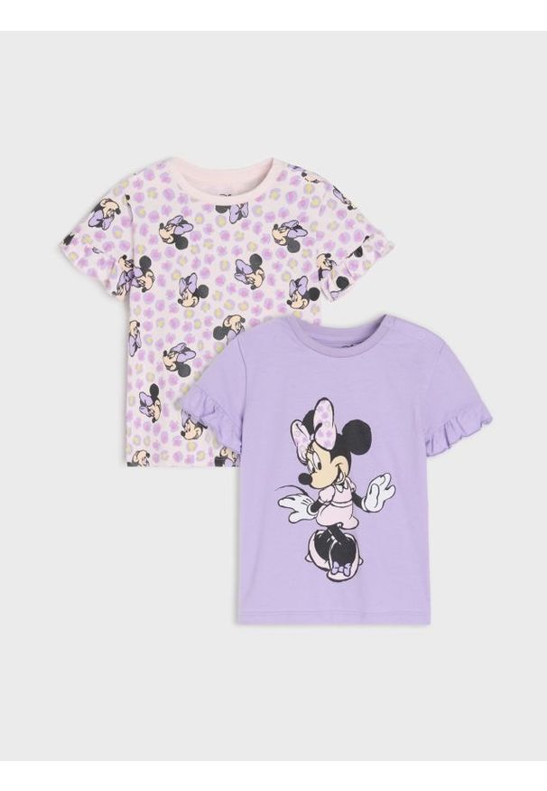 Sinsay - Koszulki 2 pack Minnie Mouse - fioletowy. Kolor: fioletowy. Wzór: motyw z bajki