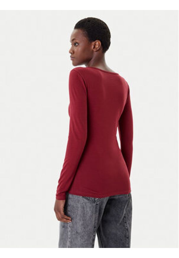 only - ONLY Bluzka Live Love 15204712 Bordowy Stretch Fit. Kolor: czerwony. Materiał: bawełna