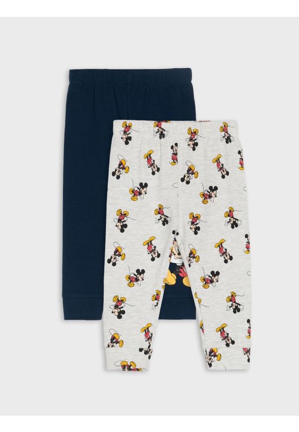 Sinsay - Bawełniane legginsy z nadukiem 2 pack Mickey Mouse - granatowy. Kolor: niebieski. Materiał: bawełna. Wzór: motyw z bajki