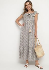 Born2be - Fioletowa Sukienka Ozdobiona Falbankami Folirae. Okazja: na spacer, na co dzień. Typ kołnierza: kołnierz z falbankami. Kolor: fioletowy. Wzór: aplikacja. Sezon: lato. Typ sukienki: sportowe. Styl: casual, sportowy #7