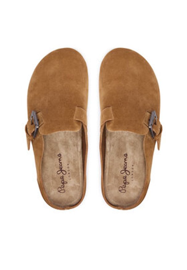 Pepe Jeans Klapki Corby Clog W PLS900001 Brązowy. Kolor: brązowy. Materiał: zamsz, skóra