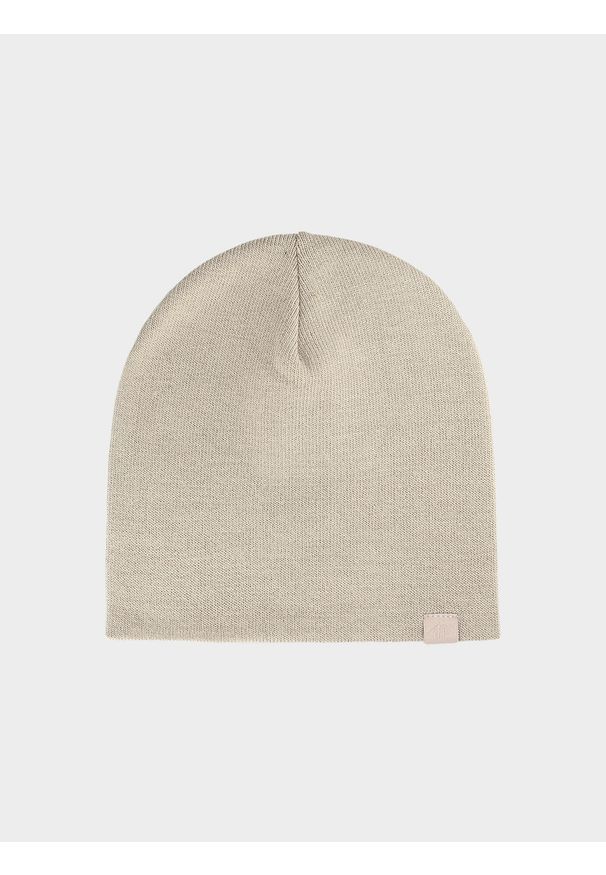 4f - Czapka beanie dziecięca - beżowa. Kolor: beżowy. Materiał: syntetyk, materiał. Sezon: zima. Styl: sportowy, klasyczny