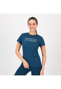 Koszulka z krótkim rękawem damska Puma Gym & Pilates. Kolor: niebieski. Materiał: bawełna, materiał. Długość rękawa: krótki rękaw. Długość: krótkie. Sport: joga i pilates