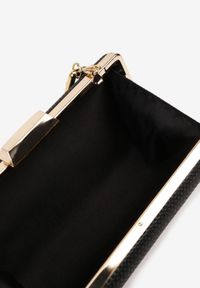 Renee - Czarna Torebka Kopertówka z Łańcuszkiem Zdobiona Brokatem Kellirra. Kolor: czarny. Wzór: aplikacja. Materiał: zdobione. Styl: glamour, klasyczny, elegancki #3