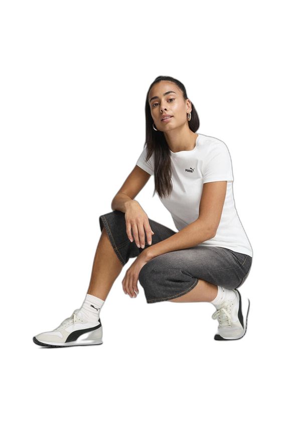 Puma - Damska koszulka z małym logo No. 1 ESS PUMA. Kolor: biały. Sport: bieganie