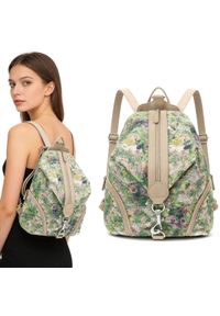 Plecak Damski Rieker, z wytrzymałego materiału z dekoracyjnym wzorem z regulowanymi szelkami pionowym zamkiem z przodu dodatkowymi kieszeniami i prak. Kolor: zielony. Materiał: materiał. Wzór: nadruk, kwiaty. Styl: casual #1