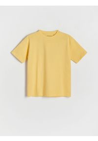 Reserved - Bawełniany t-shirt oversize - pomarańczowy. Kolor: pomarańczowy. Materiał: bawełna