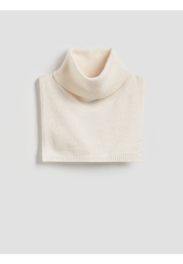 Reserved - Wełniany kołnierz z kaszmirem - kremowy. Kolor: kremowy. Materiał: wełna, kaszmir