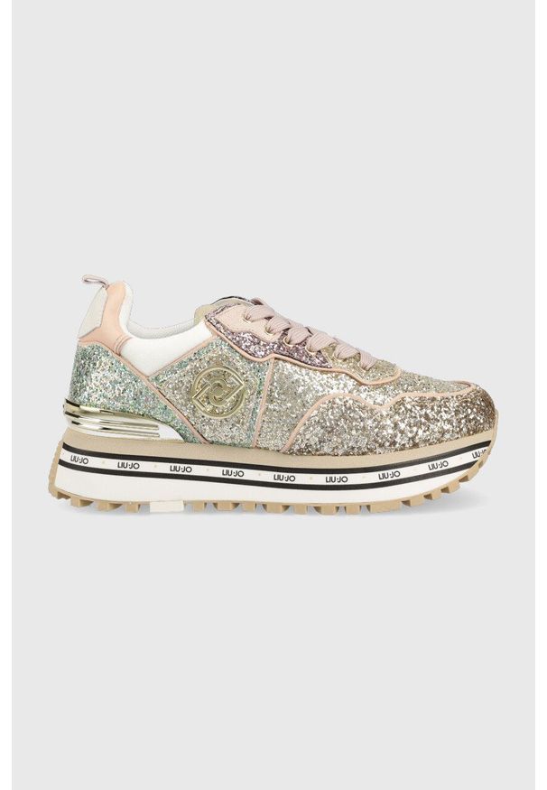 Liu Jo sneakersy WONDER kolor złoty BA3021EX13504178. Nosek buta: okrągły. Zapięcie: sznurówki. Kolor: złoty. Materiał: guma. Obcas: na platformie