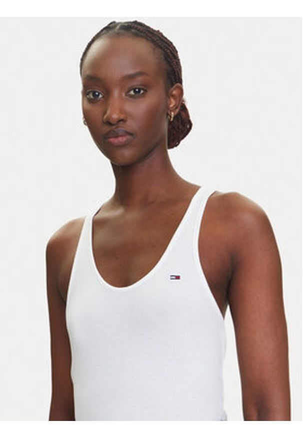 Tommy Jeans Top DW0DW20917 Biały Regular Fit. Kolor: biały